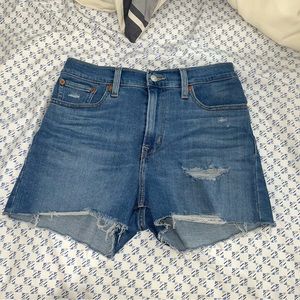 Levi’s High Rise Distressed Denim Shorts